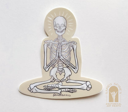 Enlightenment Meditation Skeleton Sticker